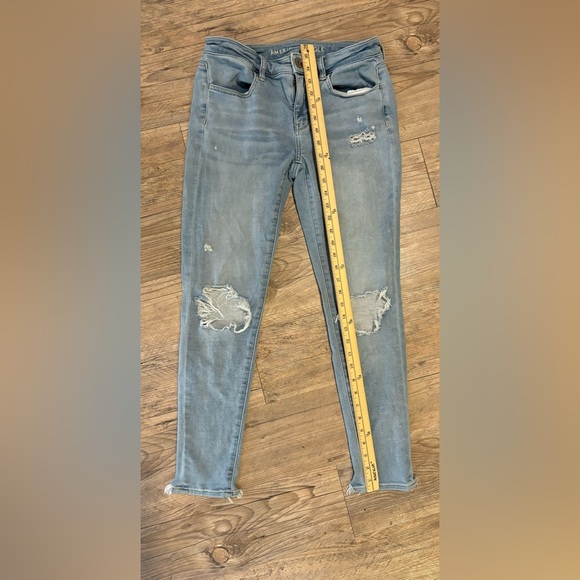American Eagle Distressed Stretch Denim Blue Jean Jegging Size 06 - Picture 5 of 8